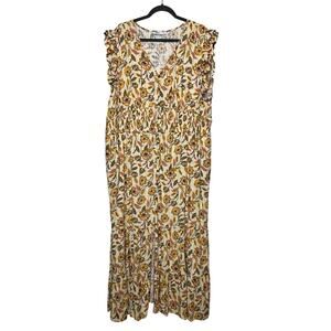 Sonoma Yellow Floral Maxi Dress Plus Size 3X